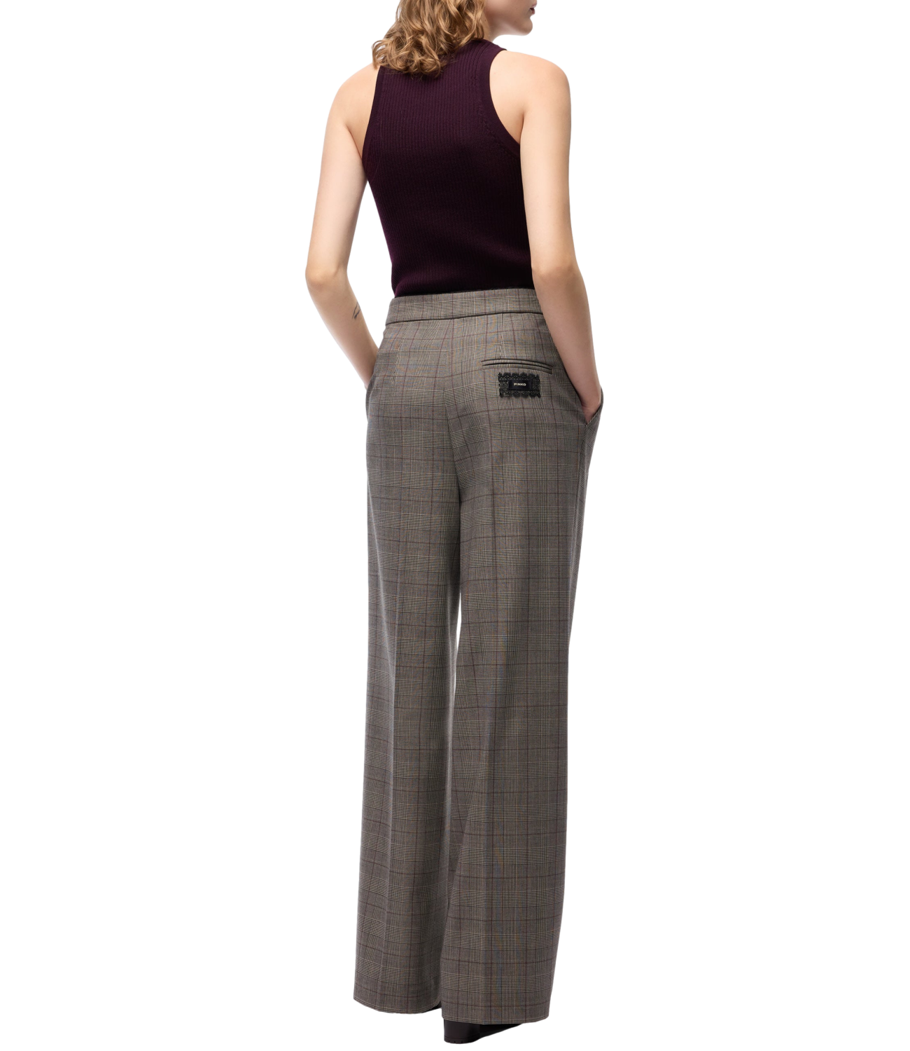 Pantalone Pinko 107476-A3FF Donna - Beige/bordeaux/nero