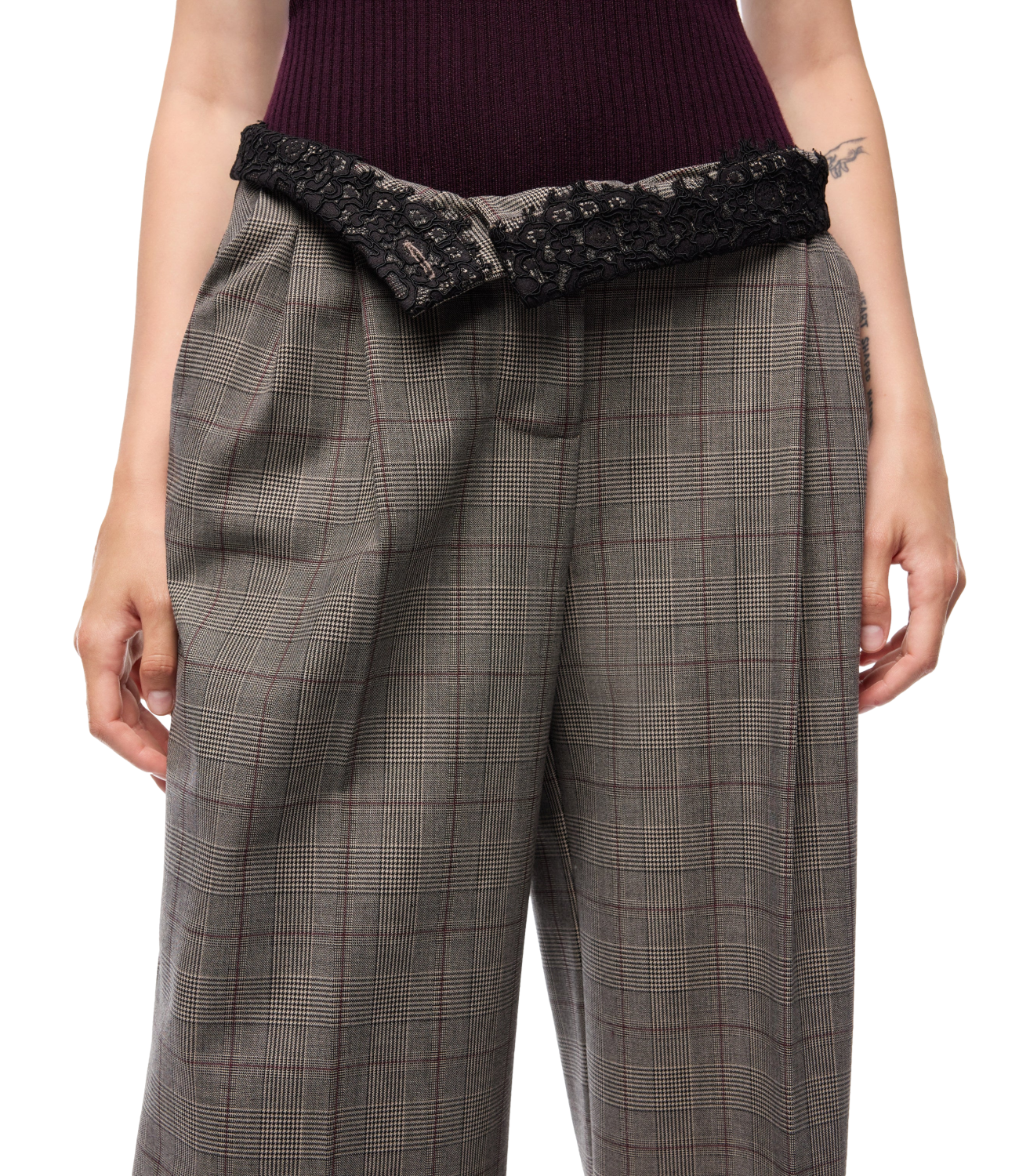 Pantalone Pinko 107476-A3FF Donna - Beige/bordeaux/nero