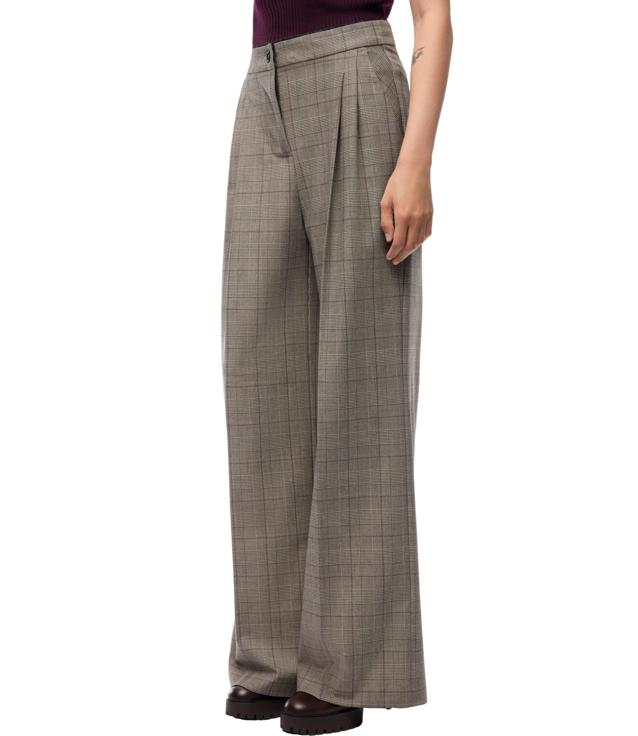 Pantalone Pinko 107476-A3FF Donna - Beige/bordeaux/nero