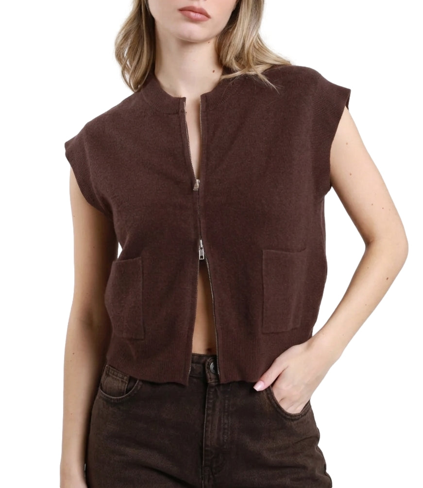 Gilet Susy Mix QR69204 Donna - Moro