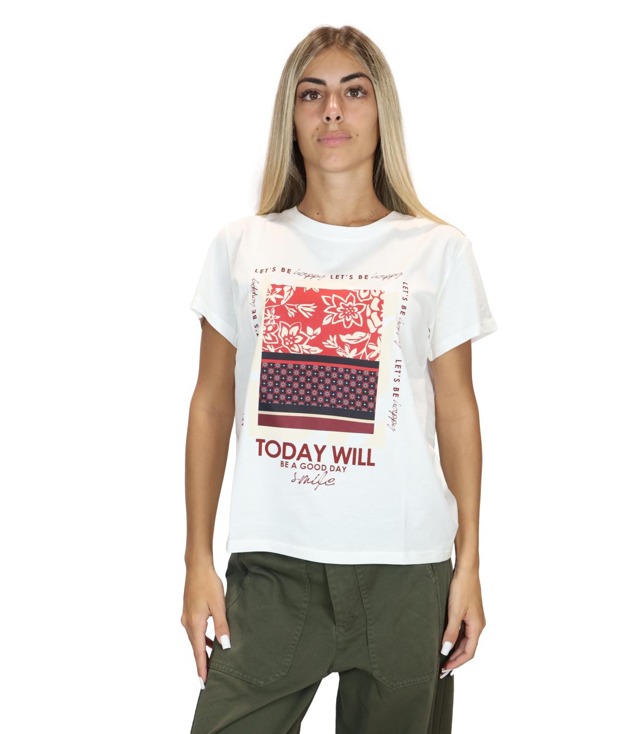 T-Shirt Susy Mix SH004840 Donna - B.co/rosso