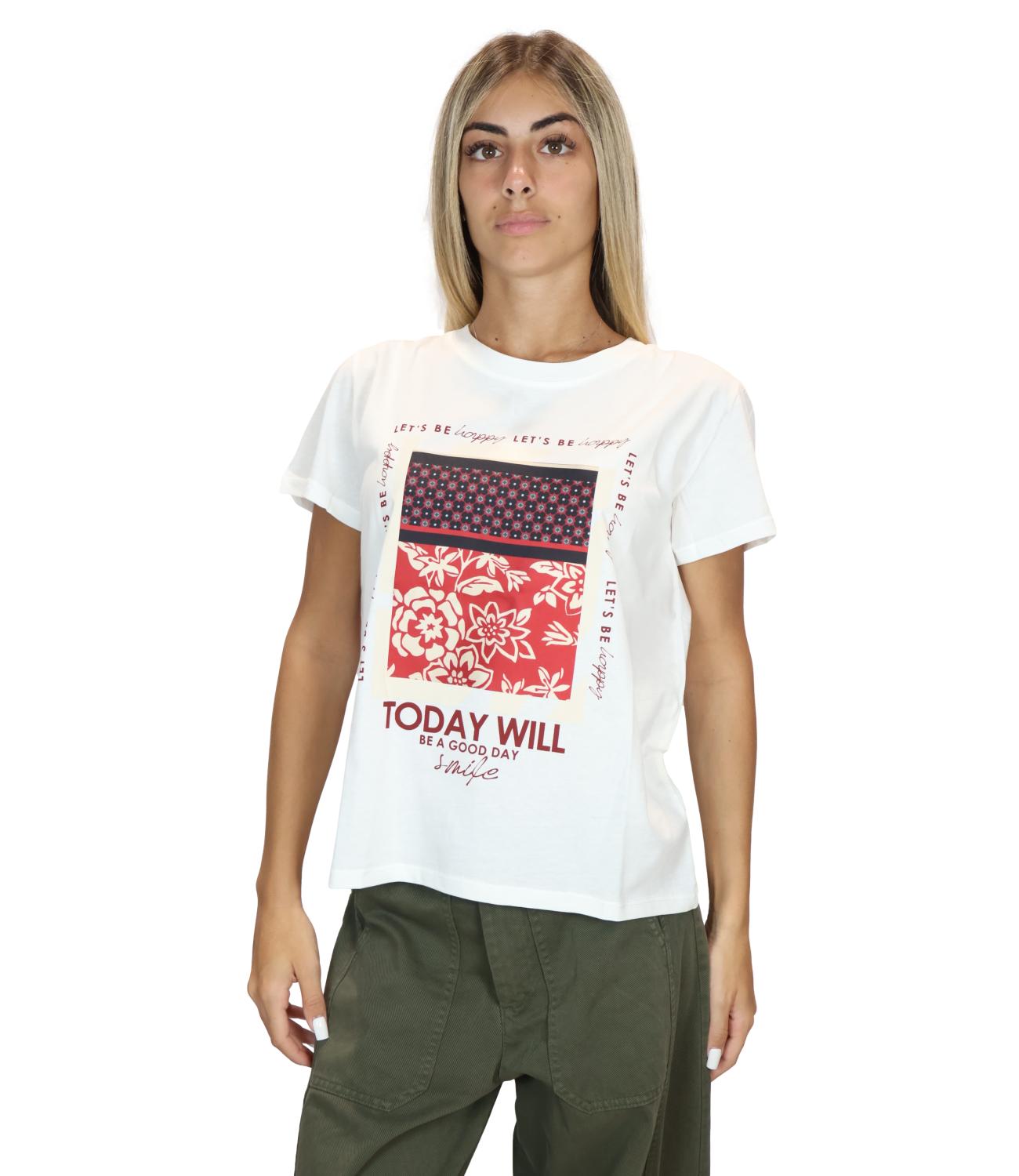 T-Shirt Susy Mix SH004840 Donna - B.co/rosso