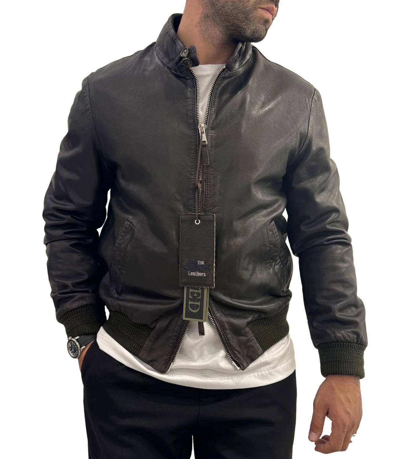 Giacca East Village Grainy Leather testa di moro