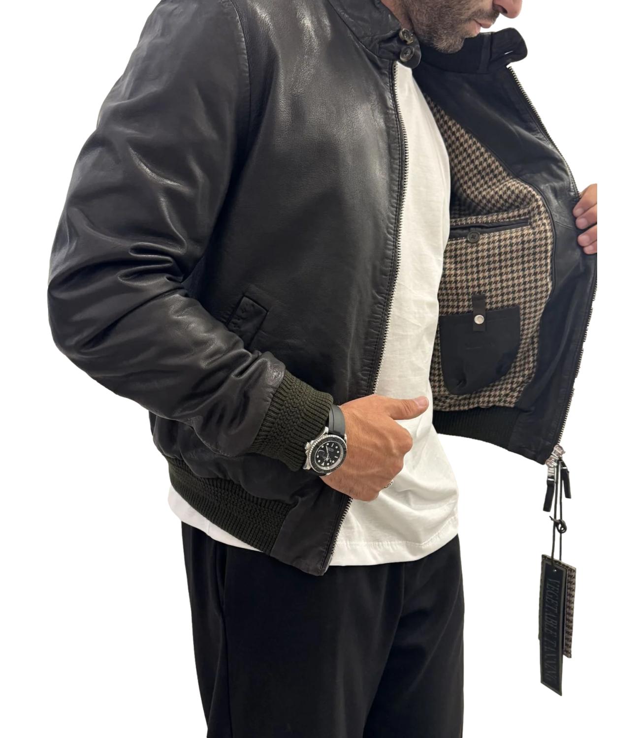 Giacca East Village Grainy Leather testa di moro