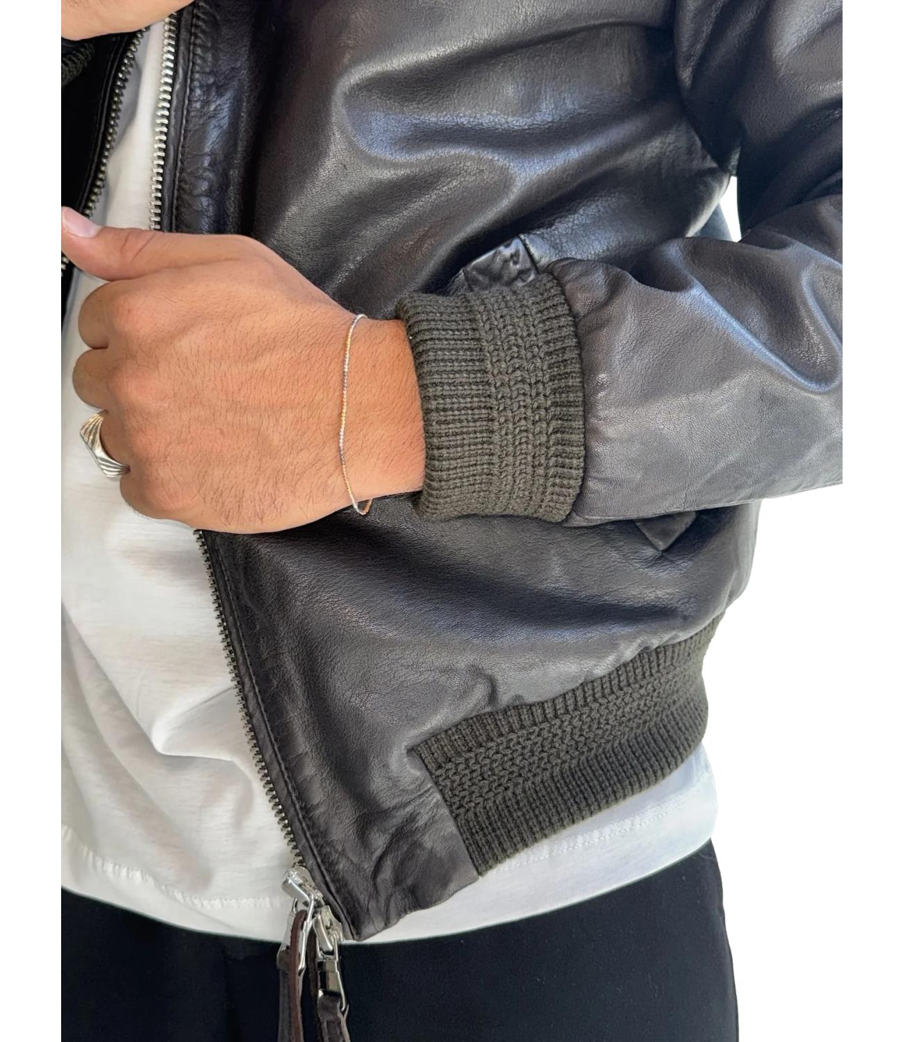 Giacca East Village Grainy Leather testa di moro