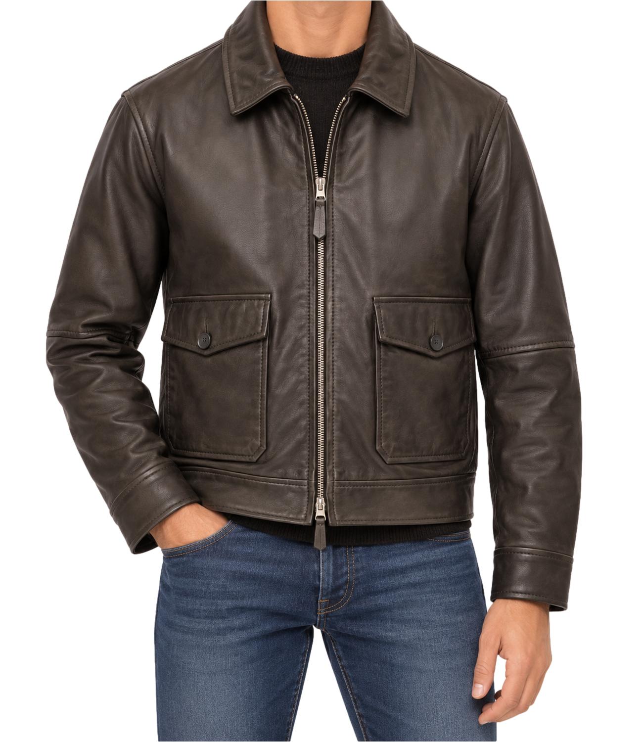 Giacca pelle The Jack Leathers OLIMPIC Uomo - Dk Brown