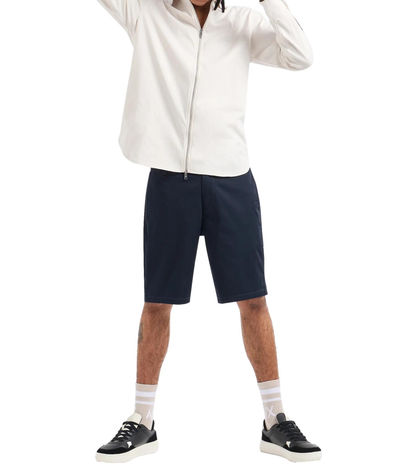 Armani Exchange Bermuda blu navy in cotone rasato