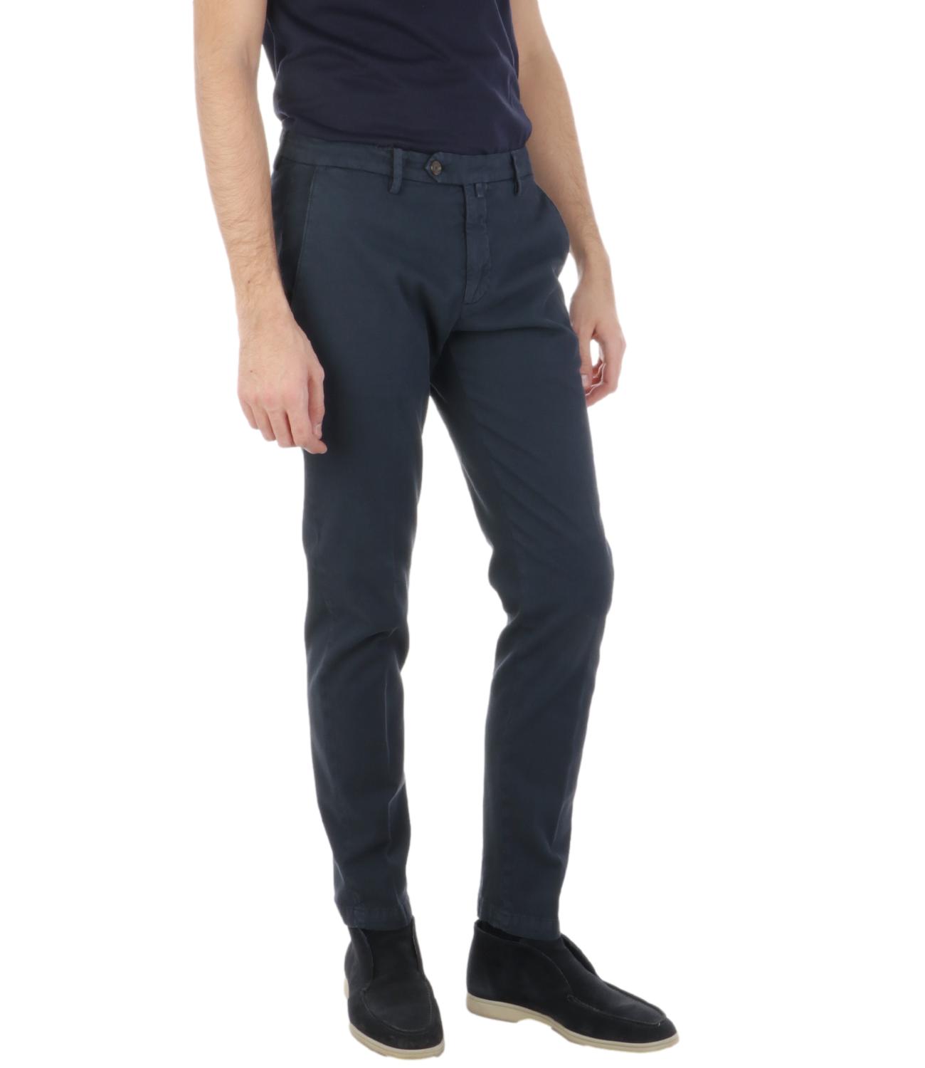Pantalone Briglia blu cotone effetto lino
