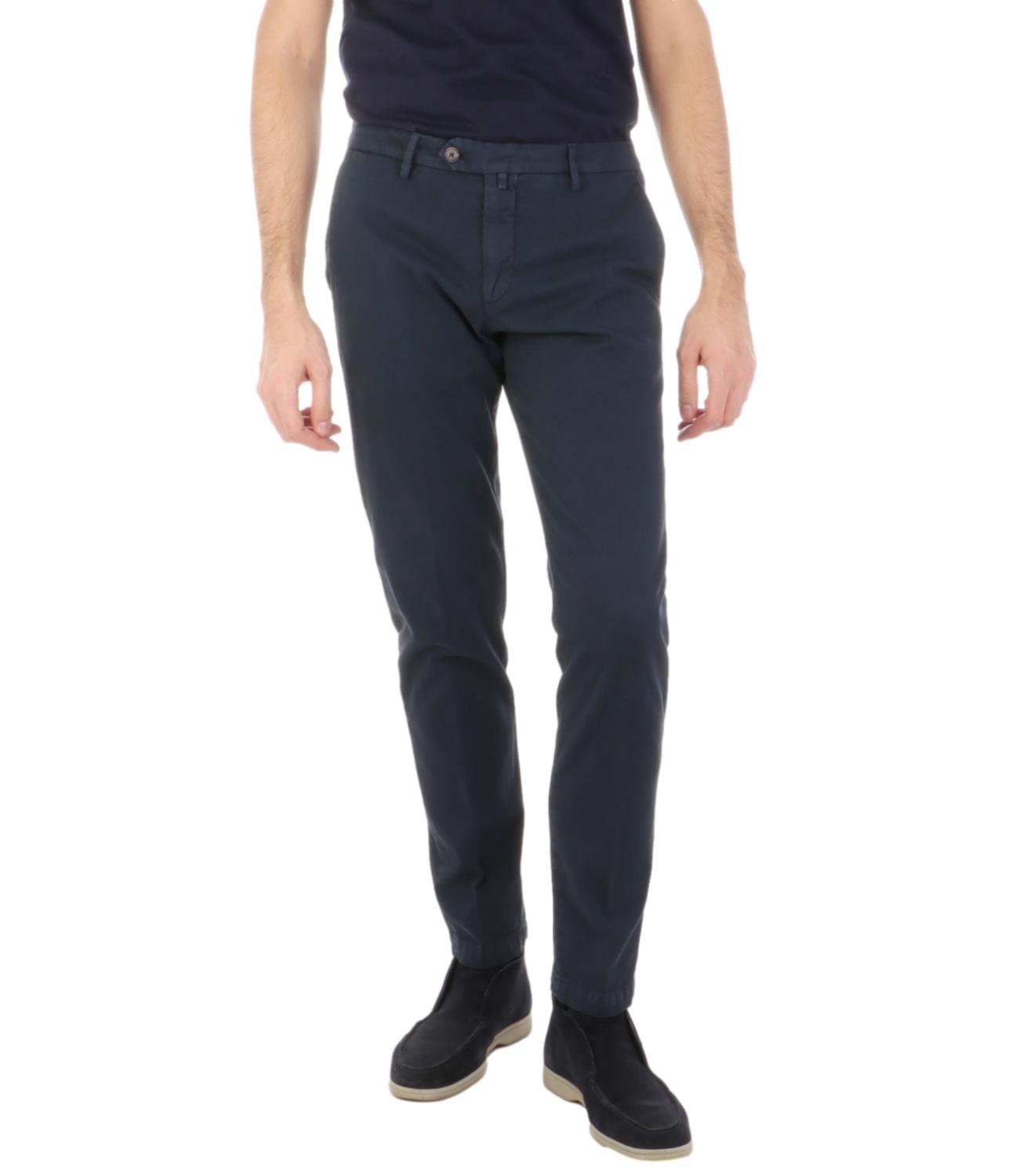 Pantalone Briglia blu cotone effetto lino