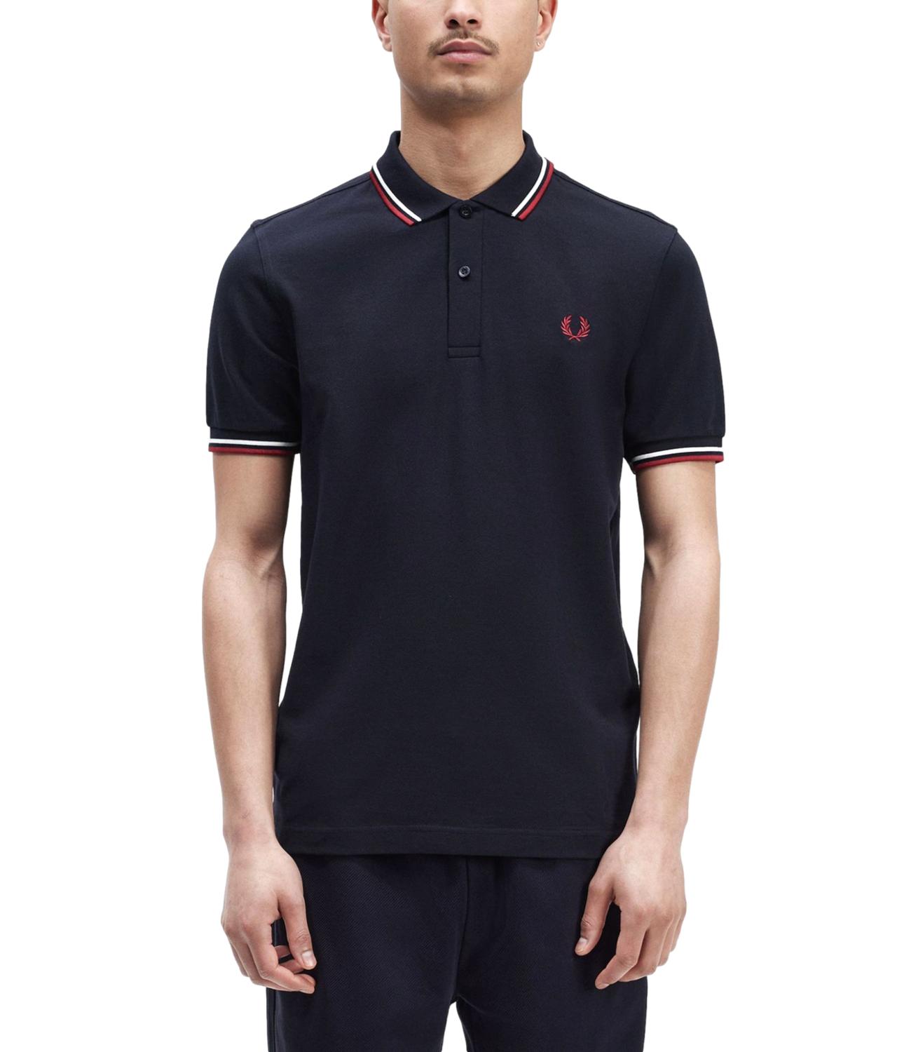 Polo uomo blu navy logo rosso