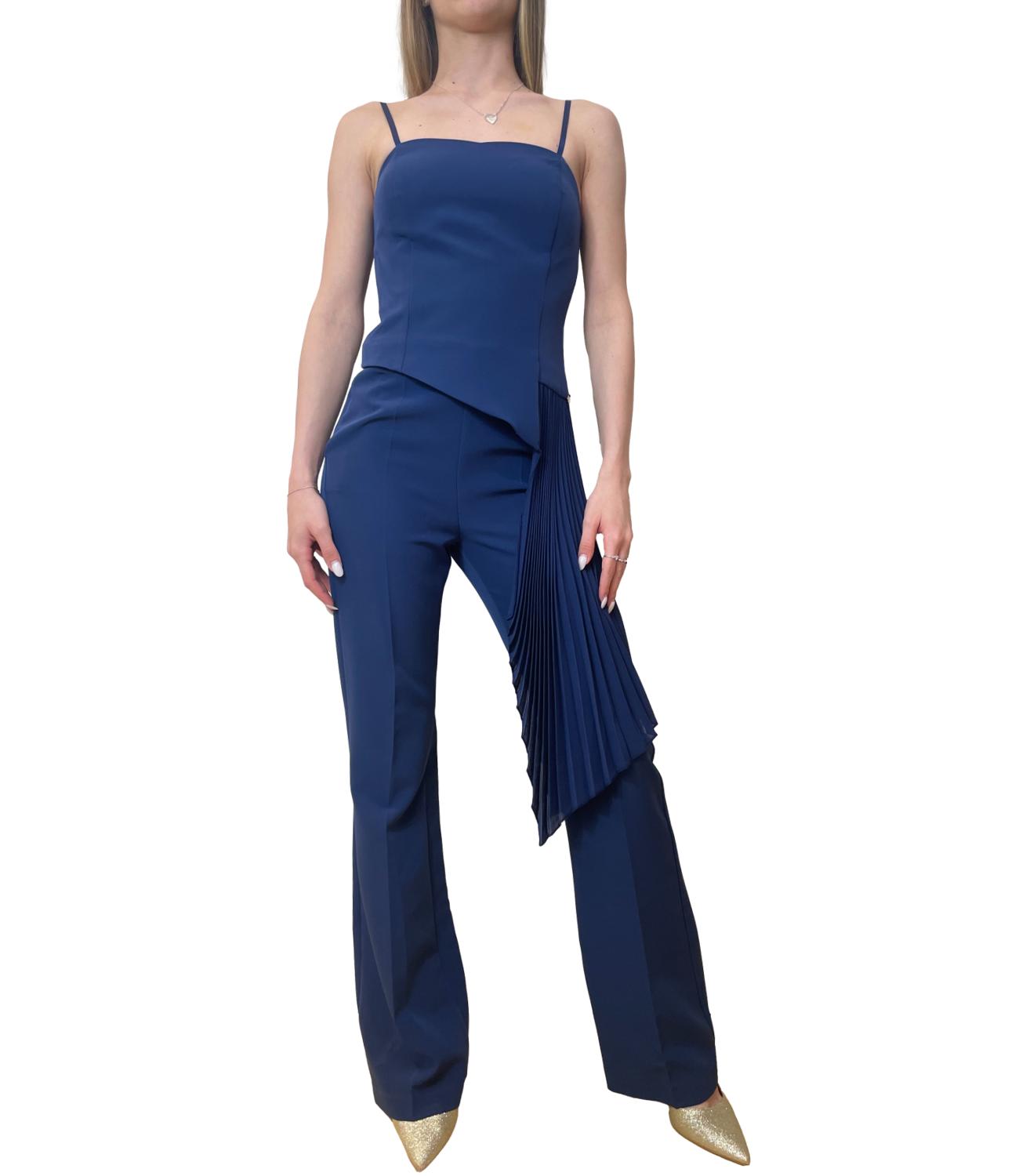 Rinascimento Tuta Plissé Blu Navy Donna