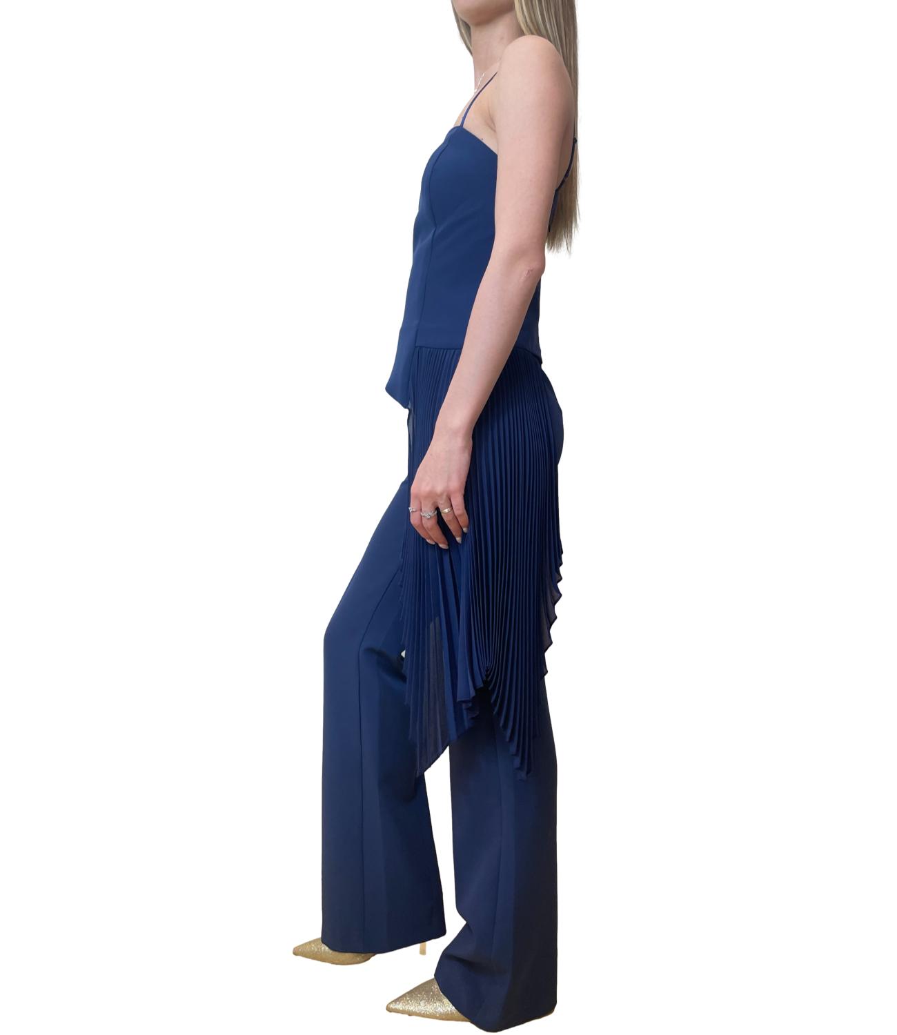 Rinascimento Tuta Plissé Blu Navy Donna
