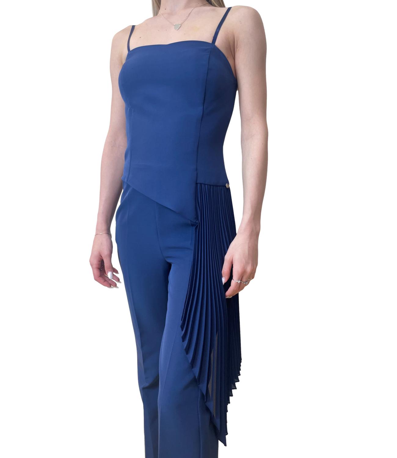 Rinascimento Tuta Plissé Blu Navy Donna