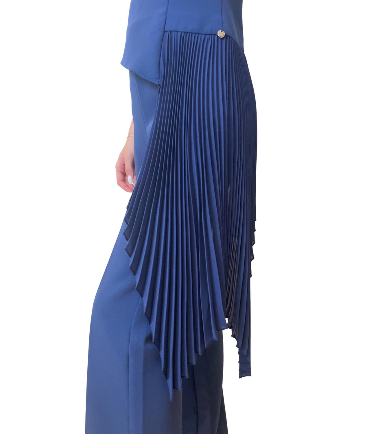 Rinascimento Tuta Plissé Blu Navy Donna