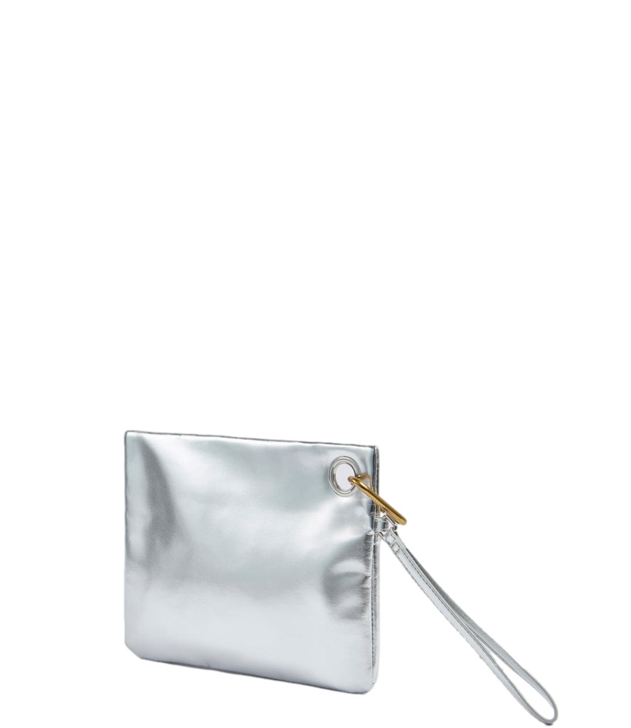 LAMINATED CLUTCH BAG silver