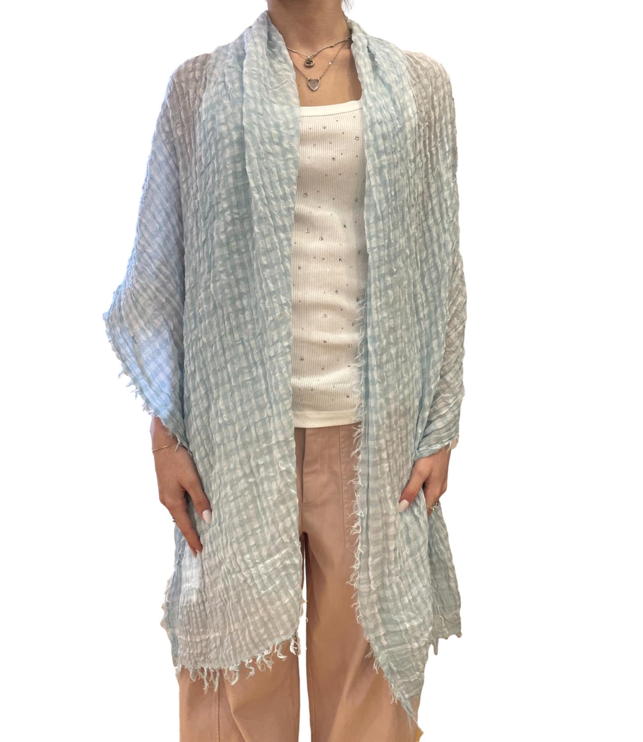 Susy Mix stola a quadri celeste donna
