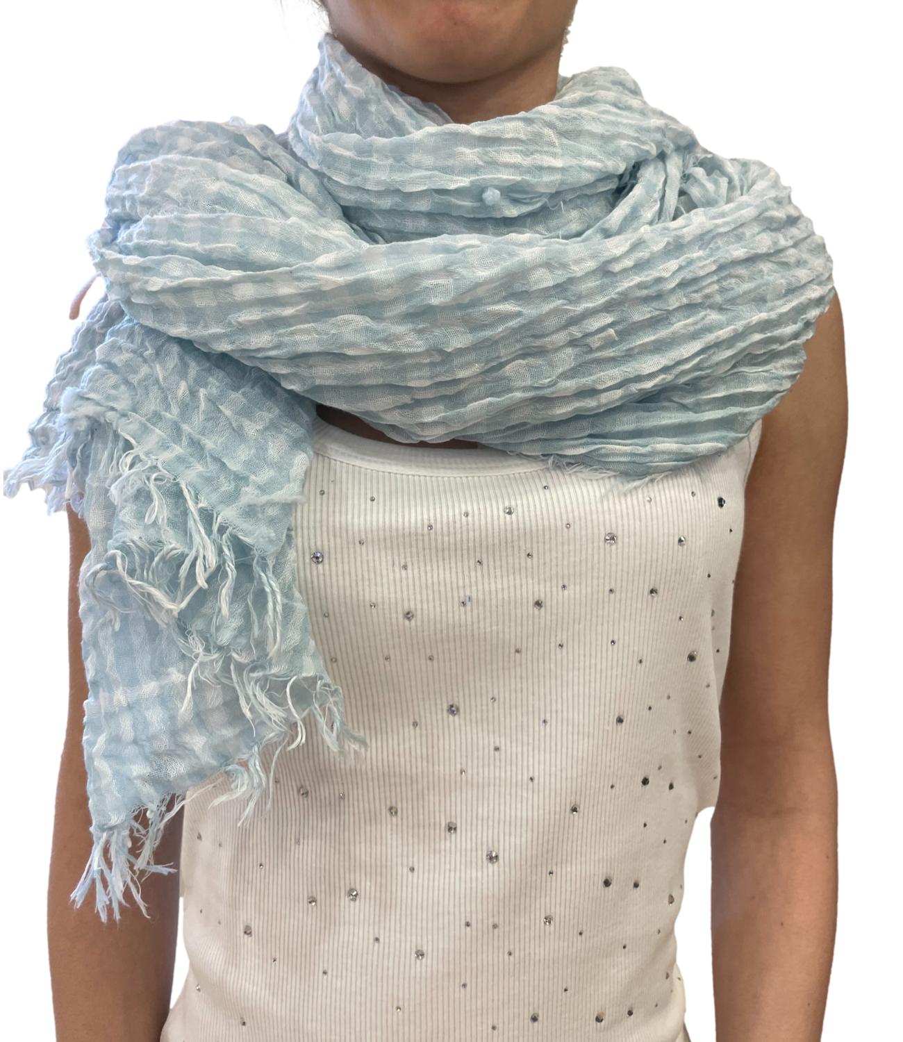 Susy Mix stola a quadri celeste donna