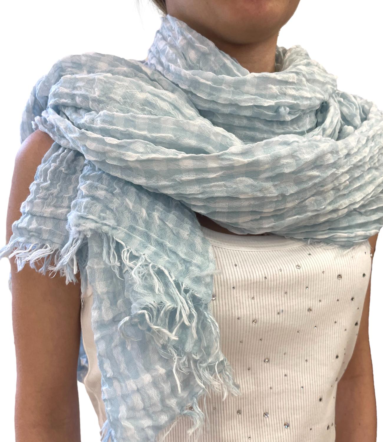 Susy Mix stola a quadri celeste donna