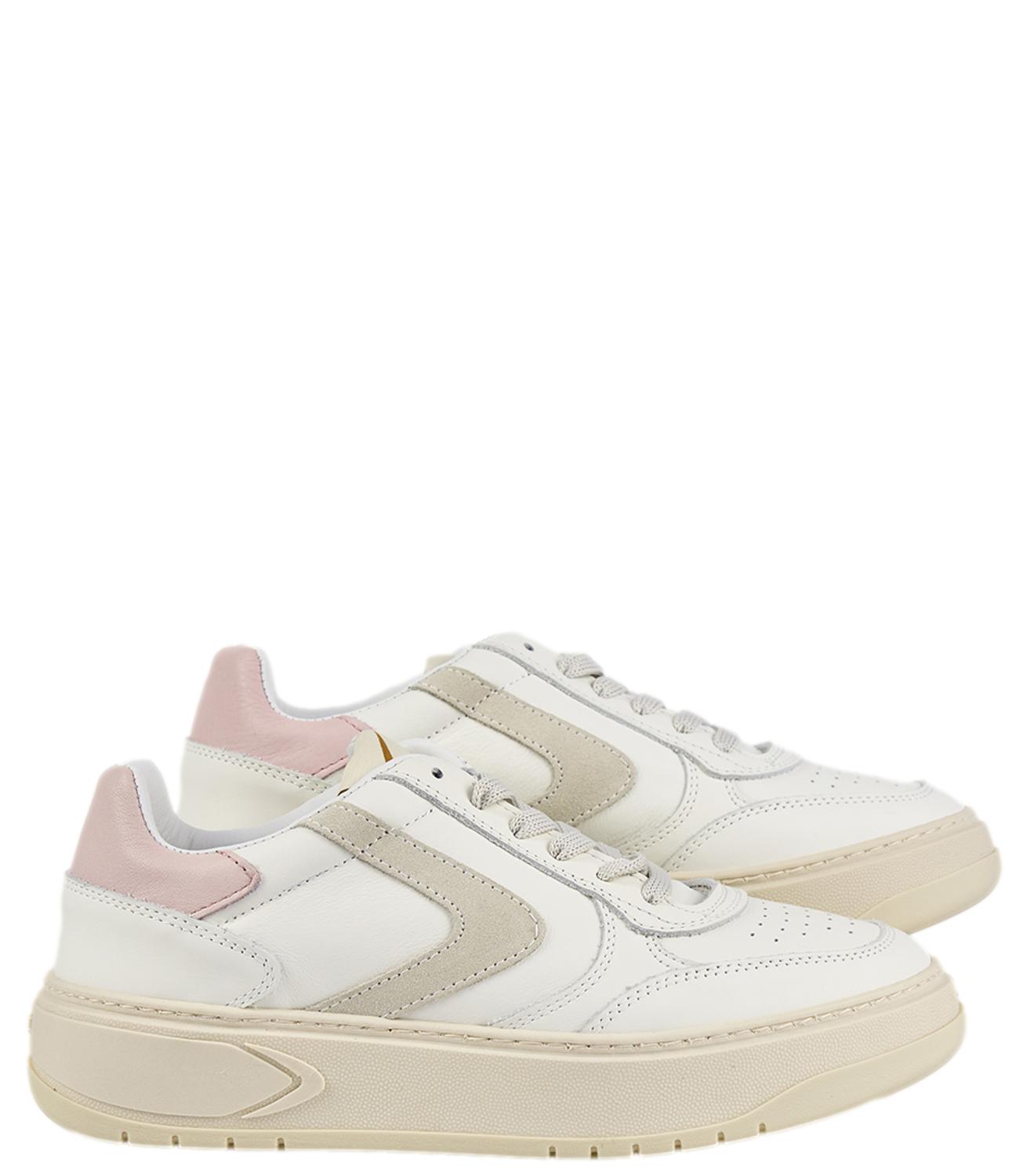 Sneakers Hype leather suede bianco rosa donna