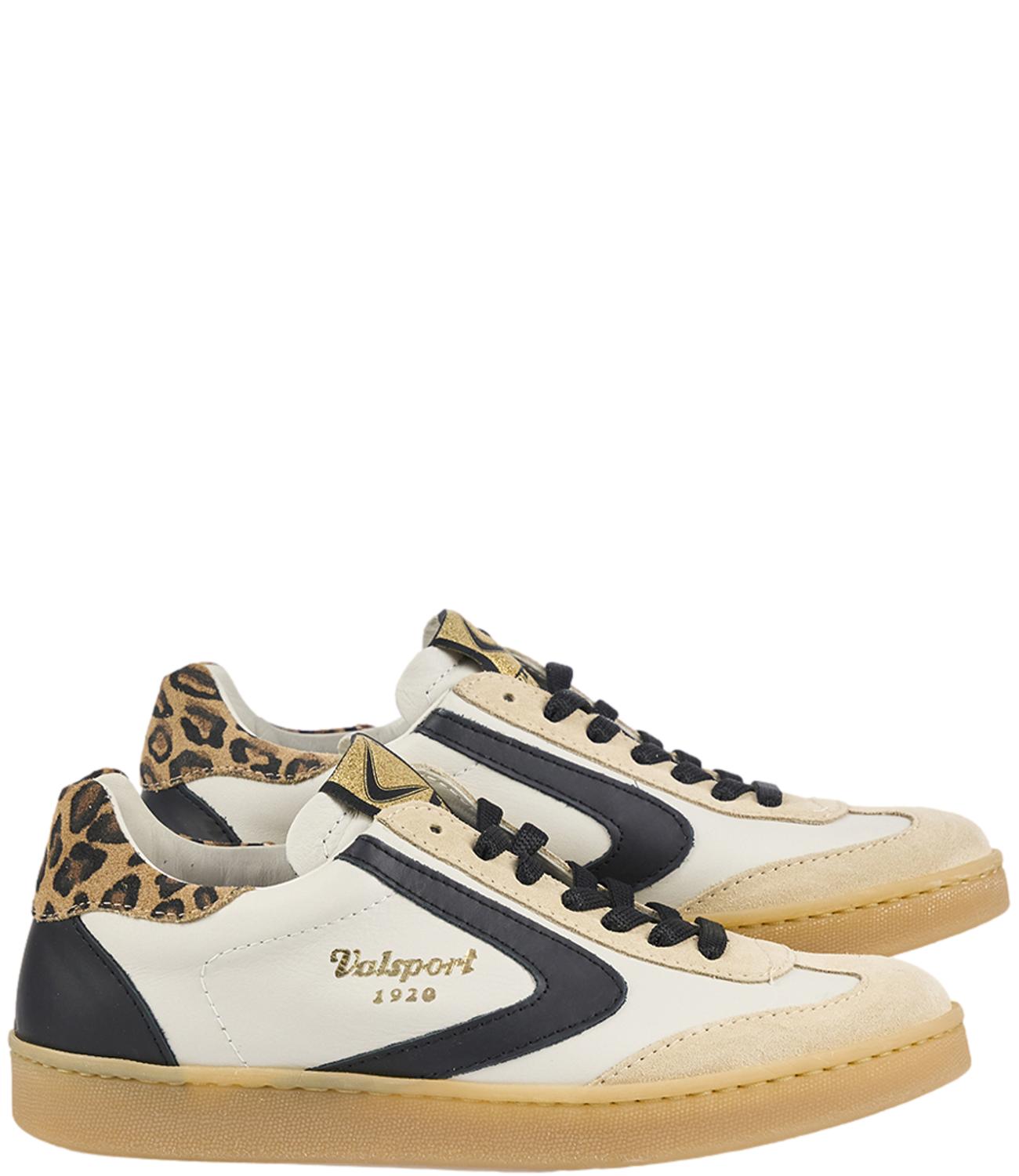 Sneakers Olimpia animalier crema nero donna