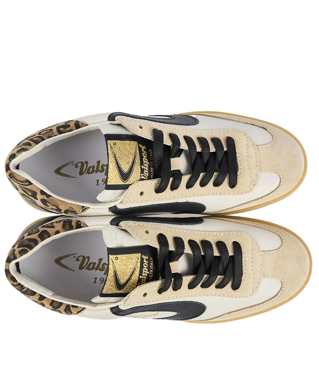 Sneakers Olimpia animalier crema nero donna