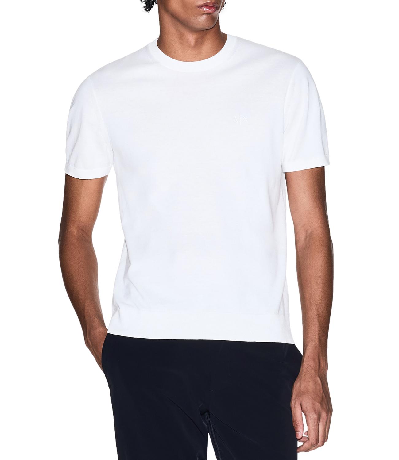 T-shirt Armani Exchange bianca da uomo con logo A|X tono su tono