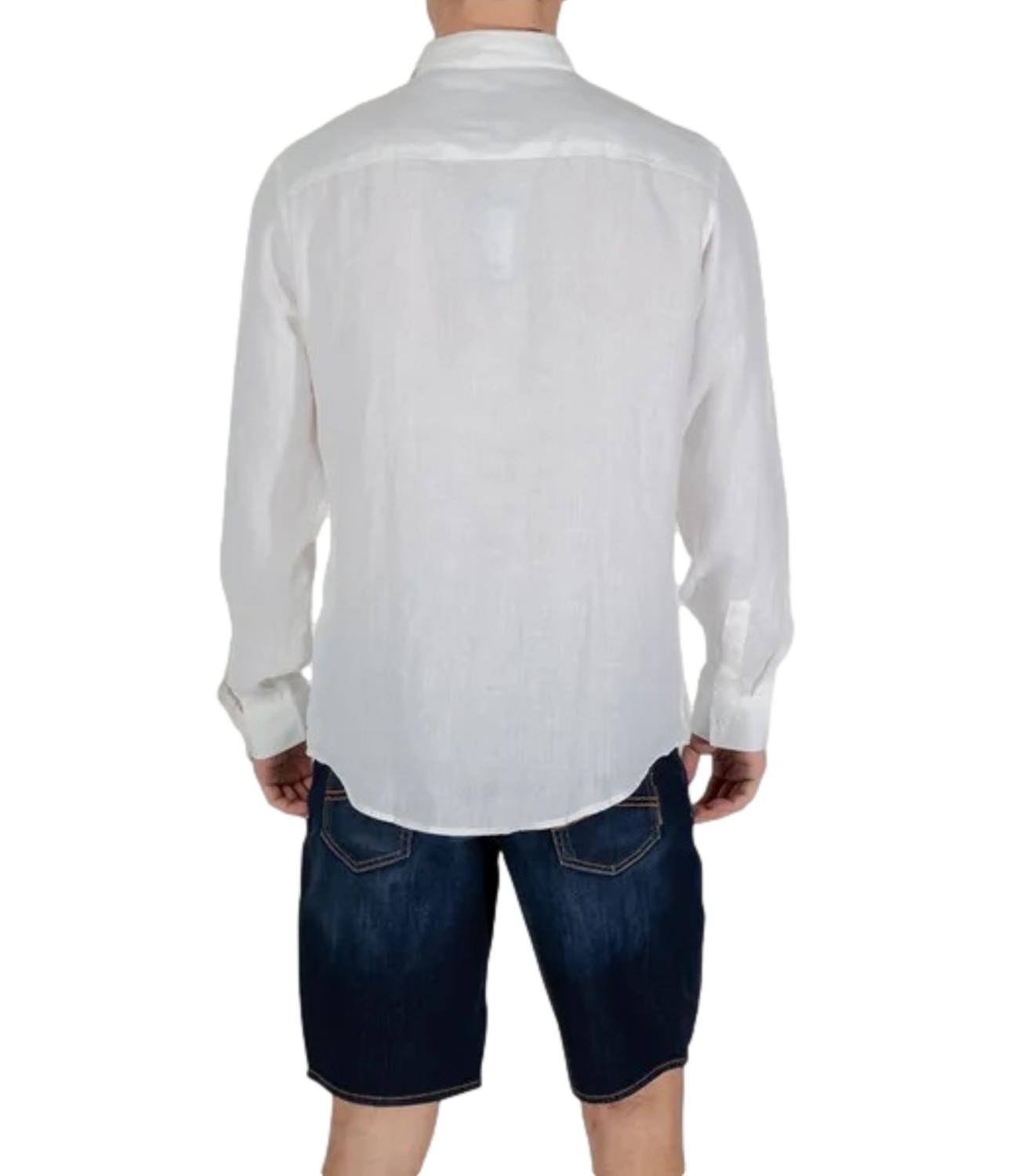 Camicia bianca a maniche lunghe in tessuto leggero uomo