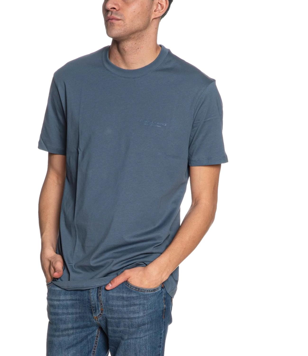 T-shirt Armani Exchange a maniche corte con logo tono su tono Blu Uomo