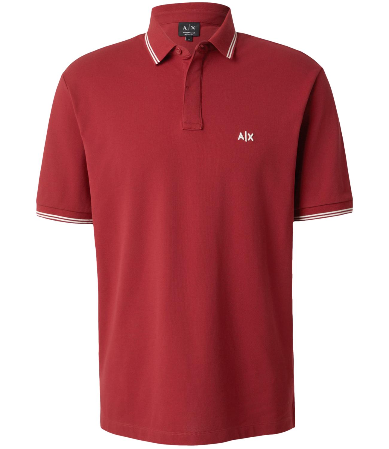 Polo Armani Exchange Rossa con logo A|X e dettagli a contrasto Uomo