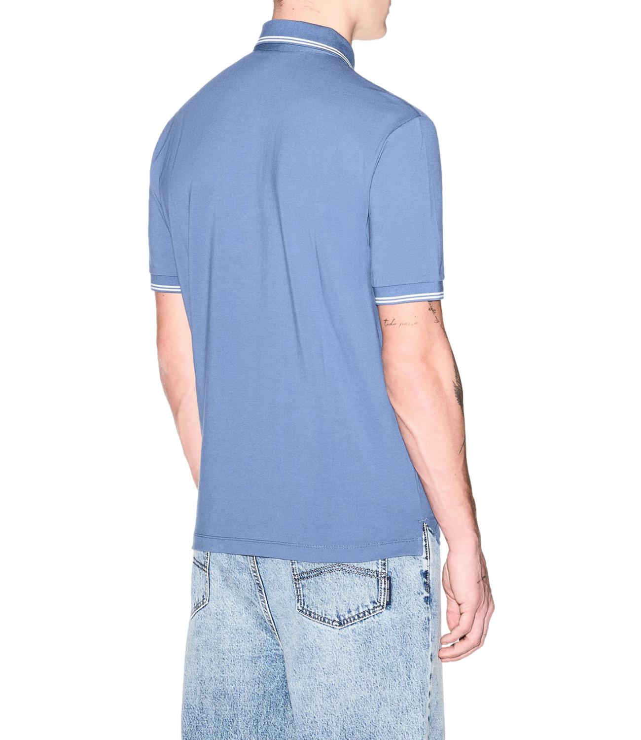 Polo Armani Exchange blu con logo A|X e dettagli a contrasto Uomo