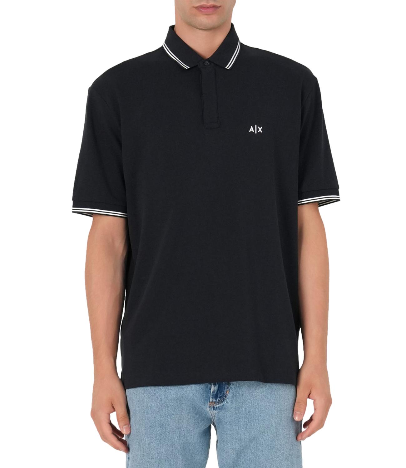 Polo Armani Exchange blu navy con logo A|X e dettagli a contrasto Uomo