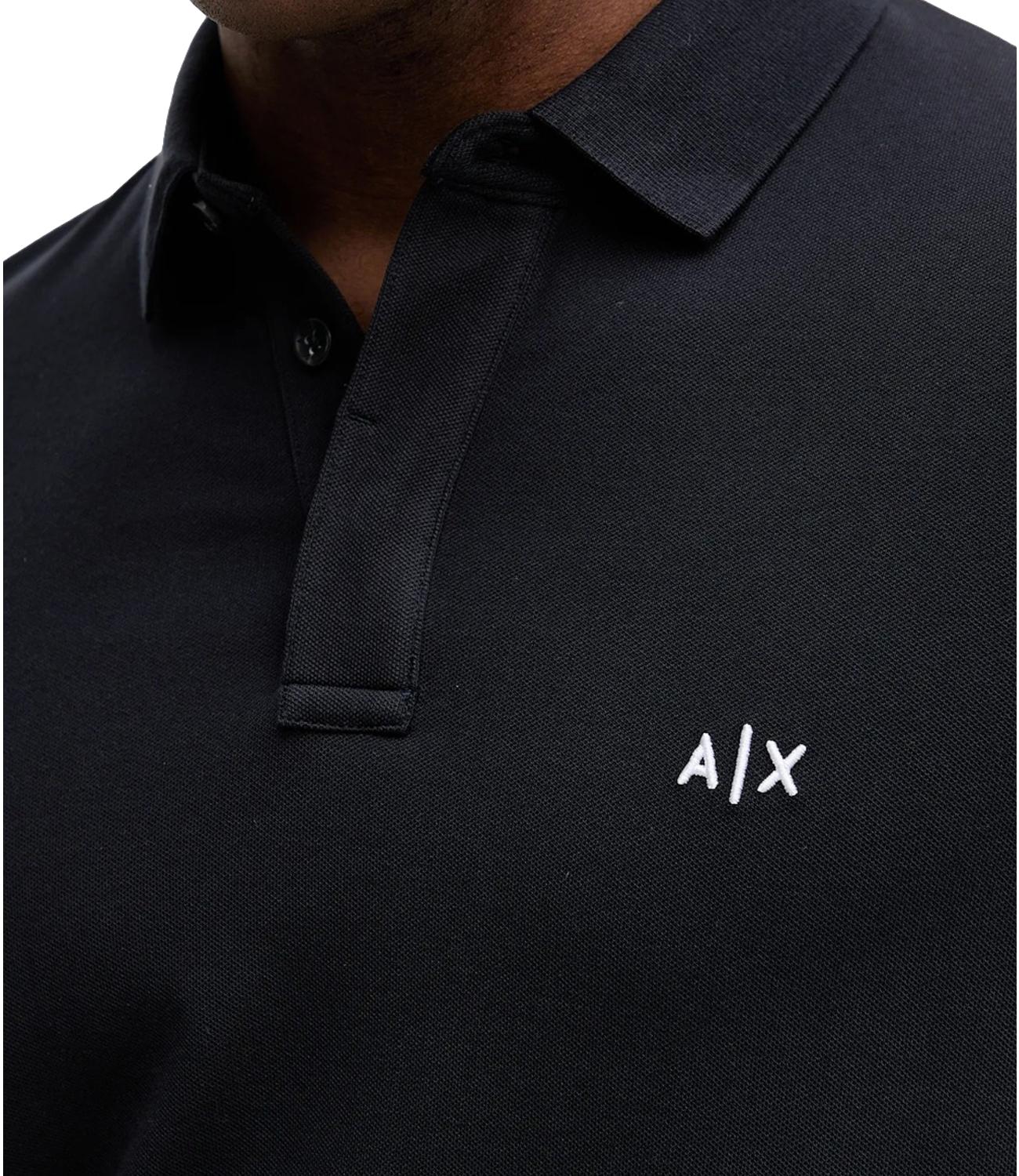 Polo Blu a maniche lunghe con logo A|X Blu Navy Uomo