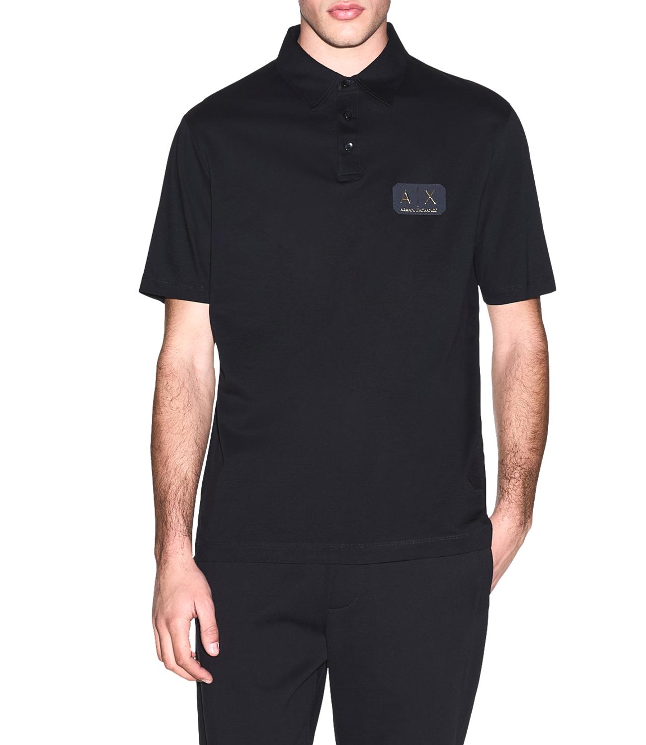 Polo Armani Exchange in piqué di cotone con patch logo gold
