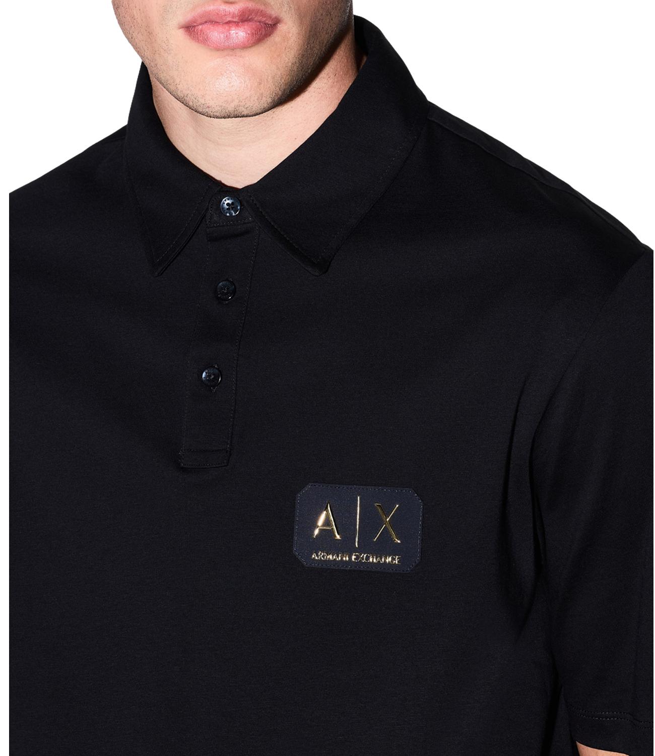 Polo Armani Exchange in piqué di cotone con patch logo gold