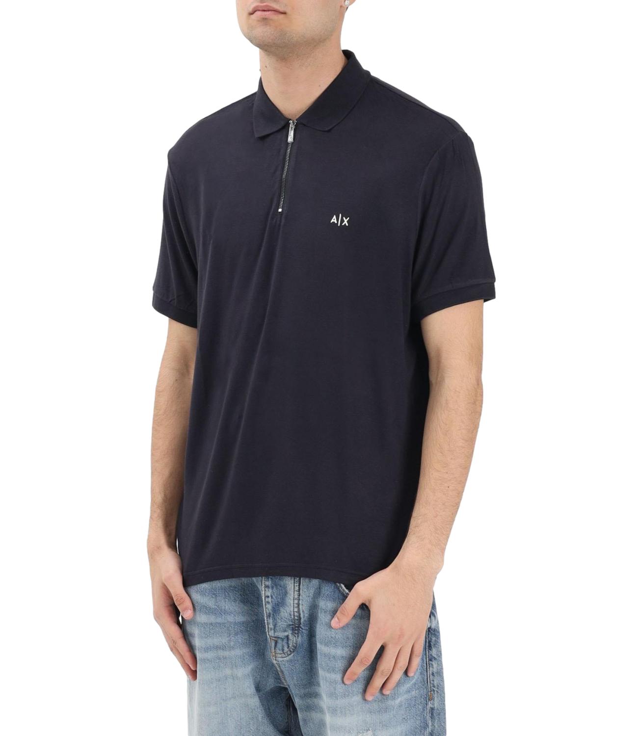 Polo Armani Exchange Blu navy con zip e logo A|X Uomo