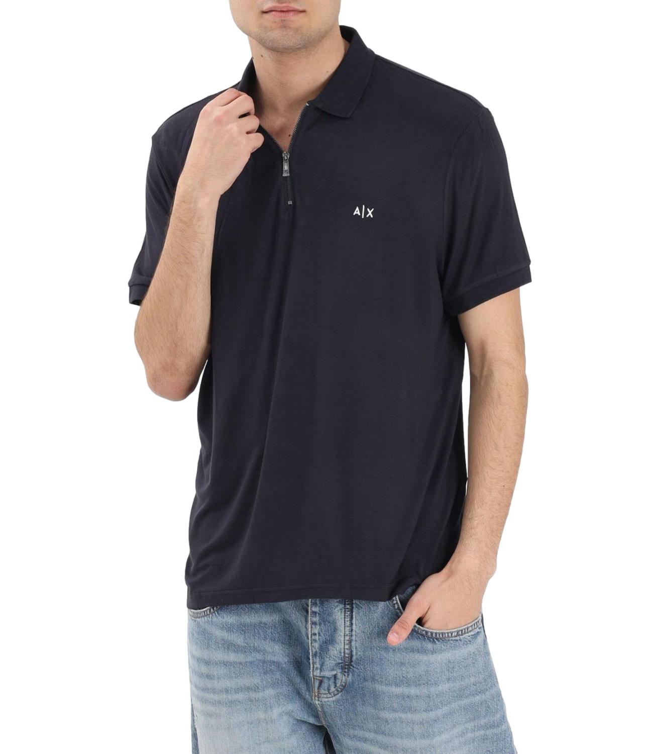 Polo Armani Exchange Blu navy con zip e logo A|X Uomo