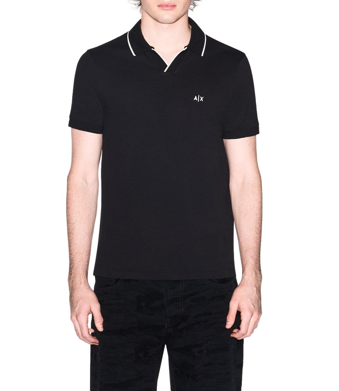 Polo Armani Exchange nera con profili a contrasto e logo A|X Uomo