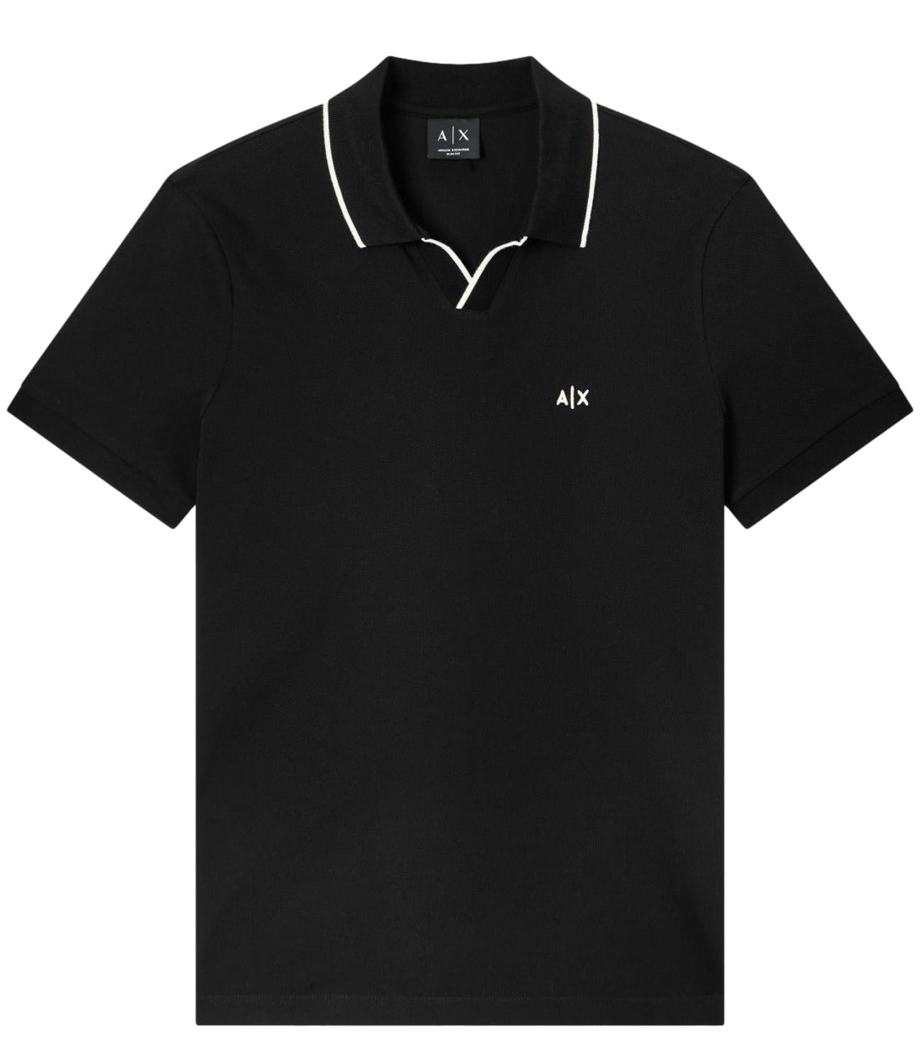 Polo Armani Exchange nera con profili a contrasto e logo A|X Uomo