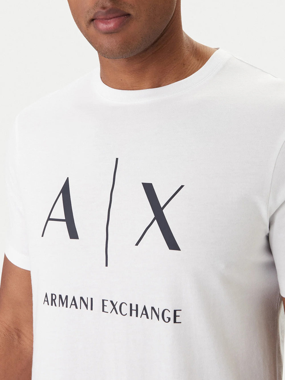 AX T-Shirt in jersey con logo bianco uomo