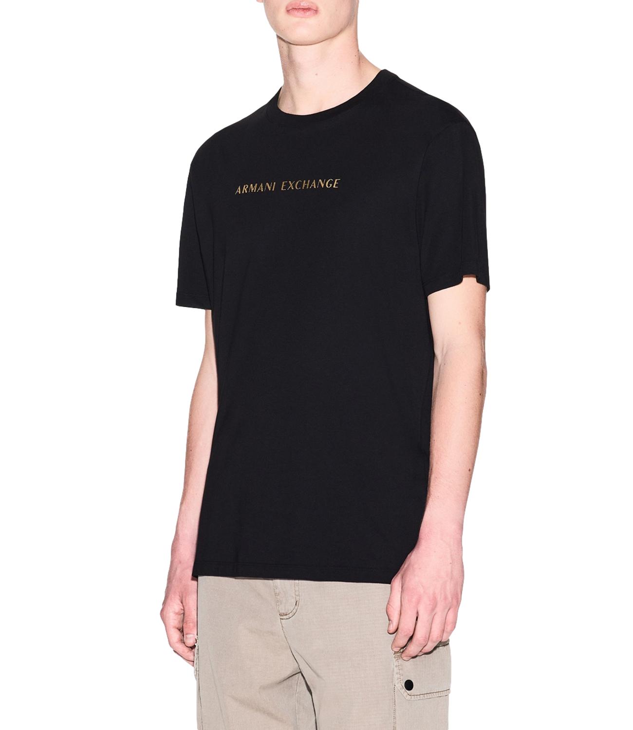T-shirt Armani Exchange Nera con logo lettering gold Uomo