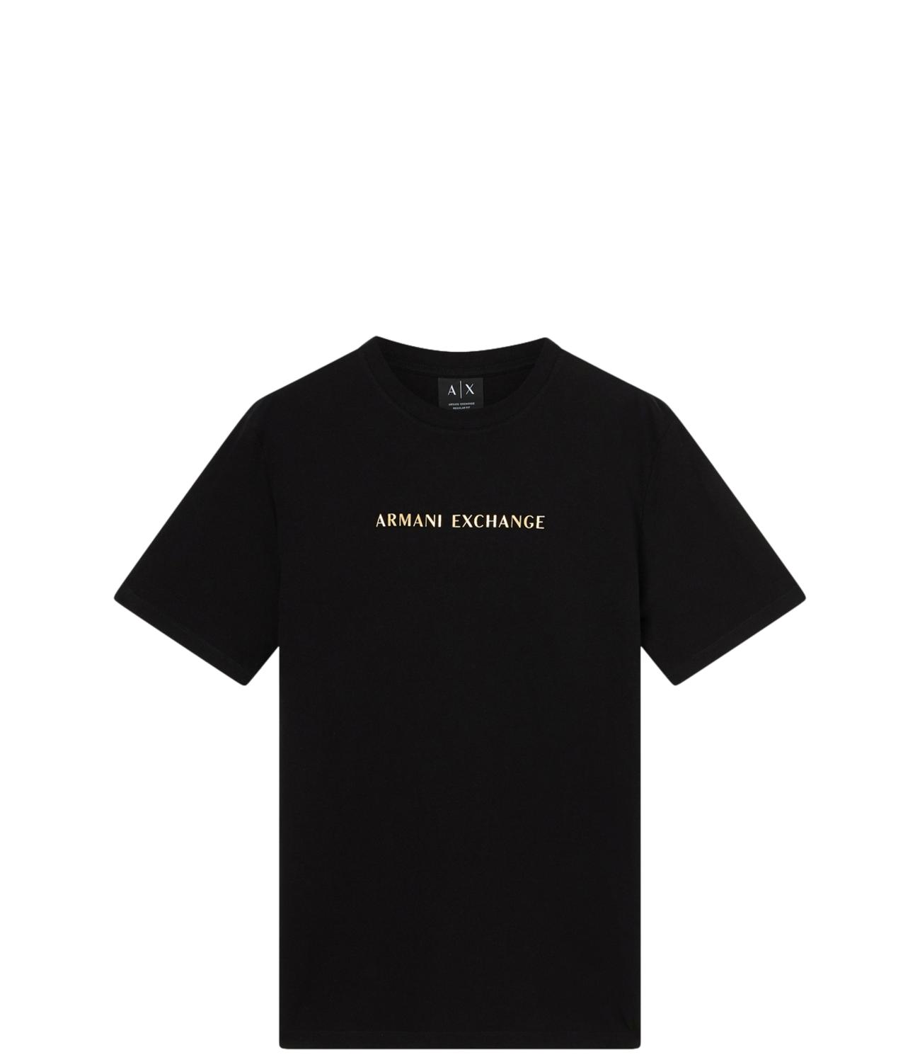T-shirt Armani Exchange Nera con logo lettering gold Uomo