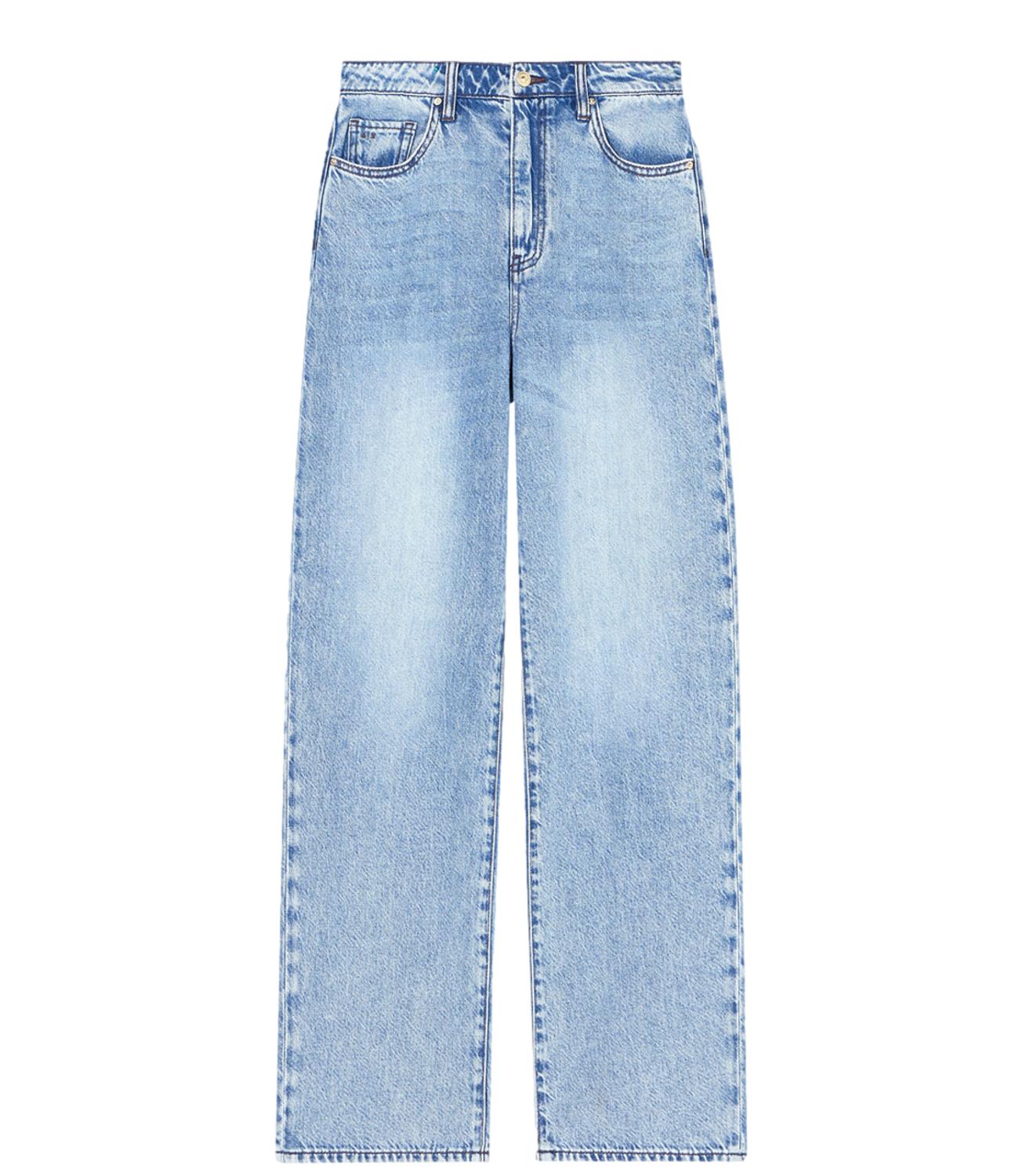 Jeans donna wide leg a vita alta in denim chiaro Donna