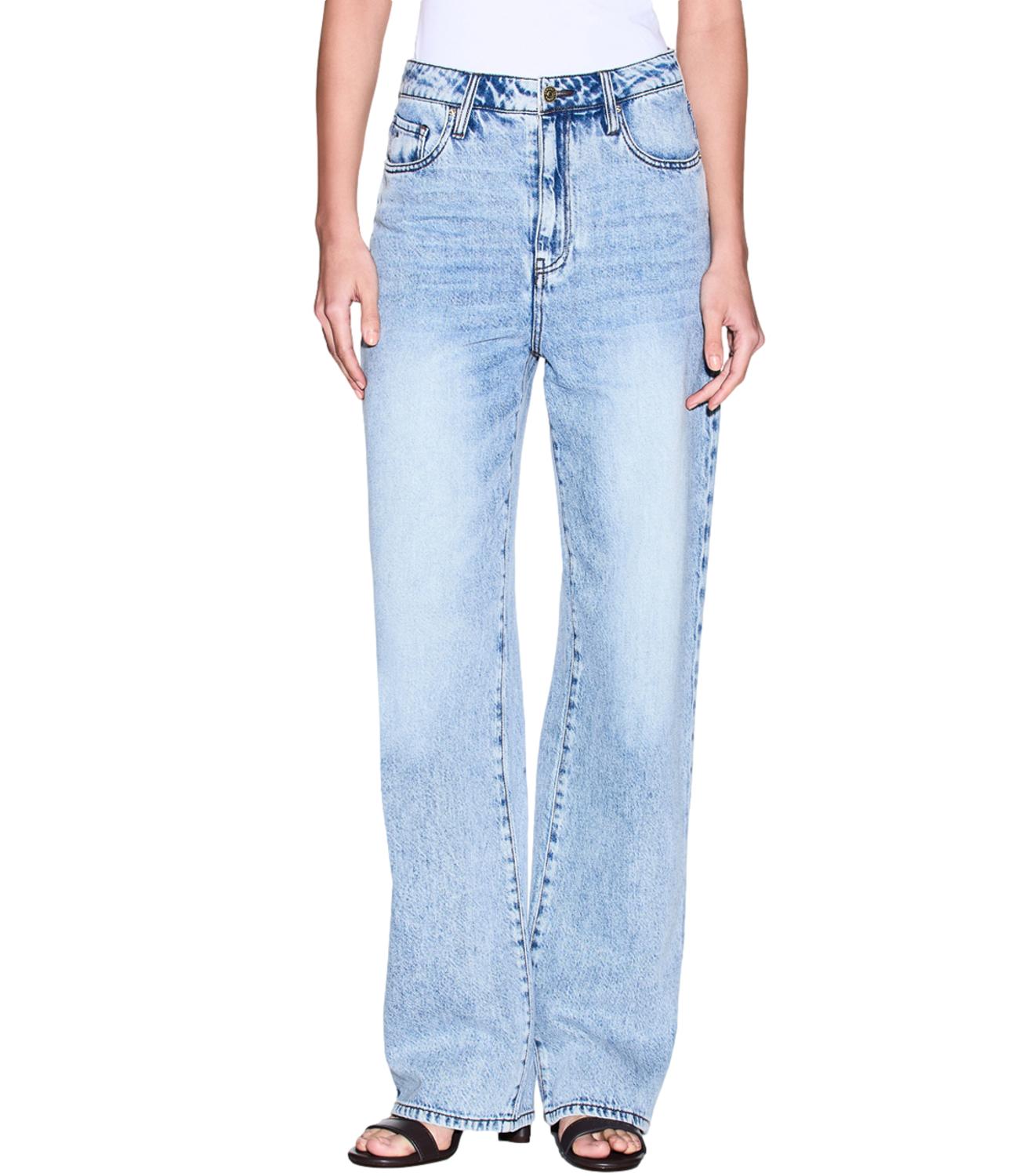 Jeans donna wide leg a vita alta in denim chiaro Donna