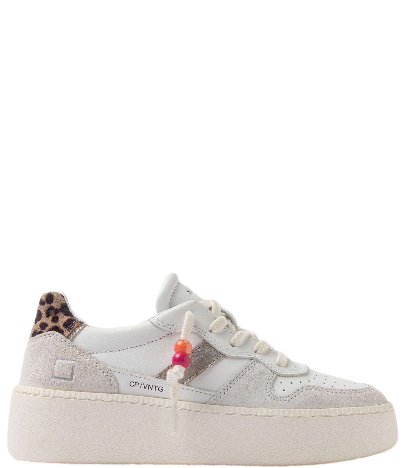 COURT PLAT. VINT. CALF WHITE-LEOPAR