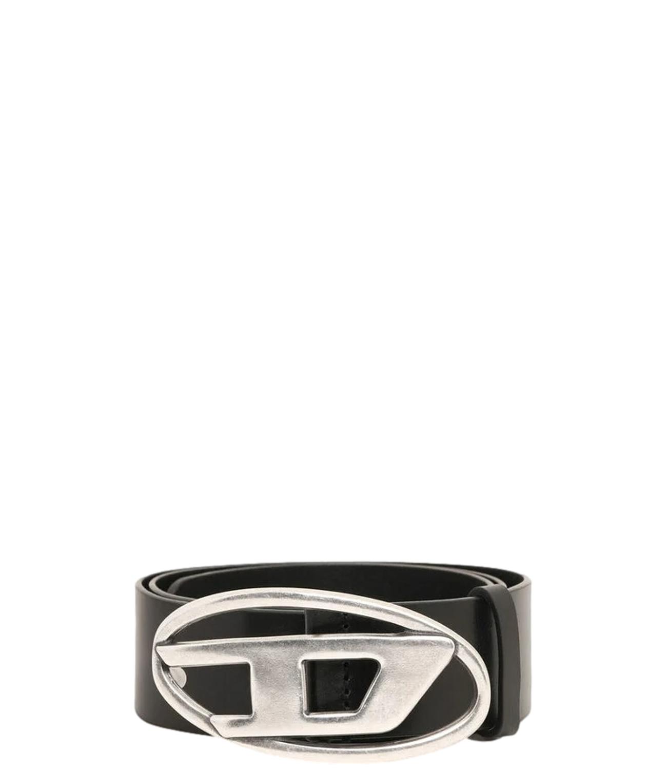 Cintura Diesel nera logo D