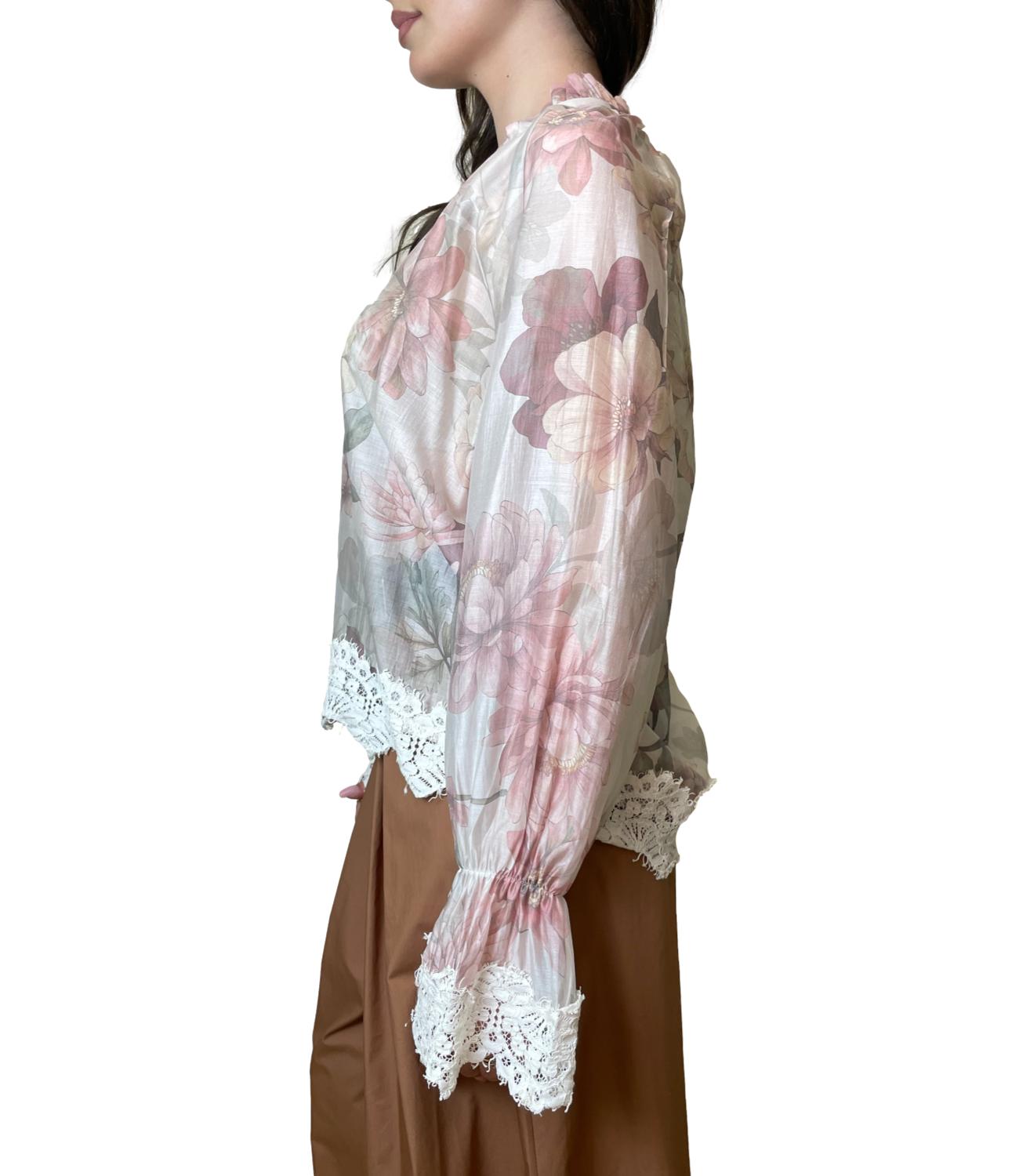 Dixie Camicia Floreale Panna Donna