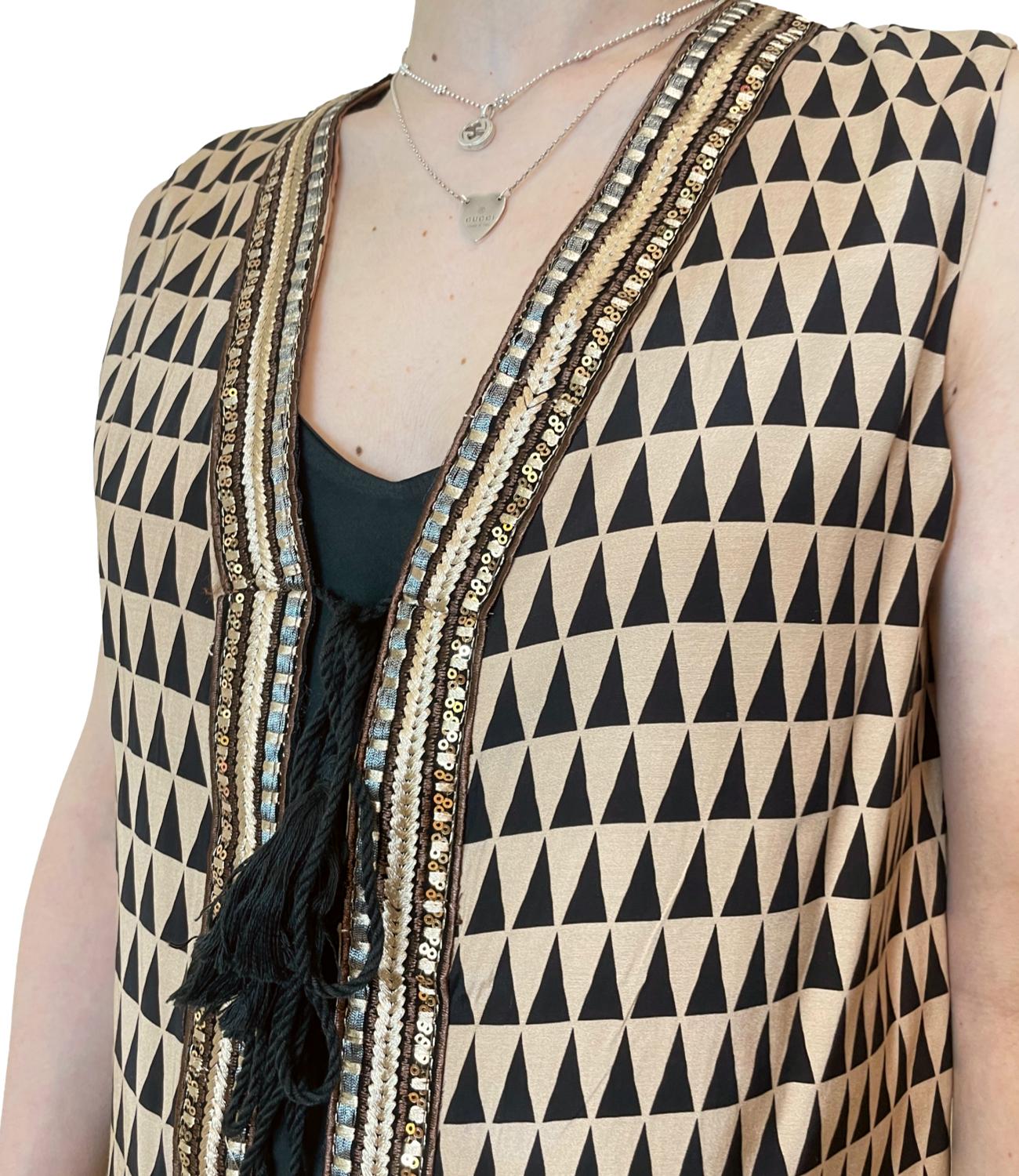 Dixie Gilet Beige/Nero Donna