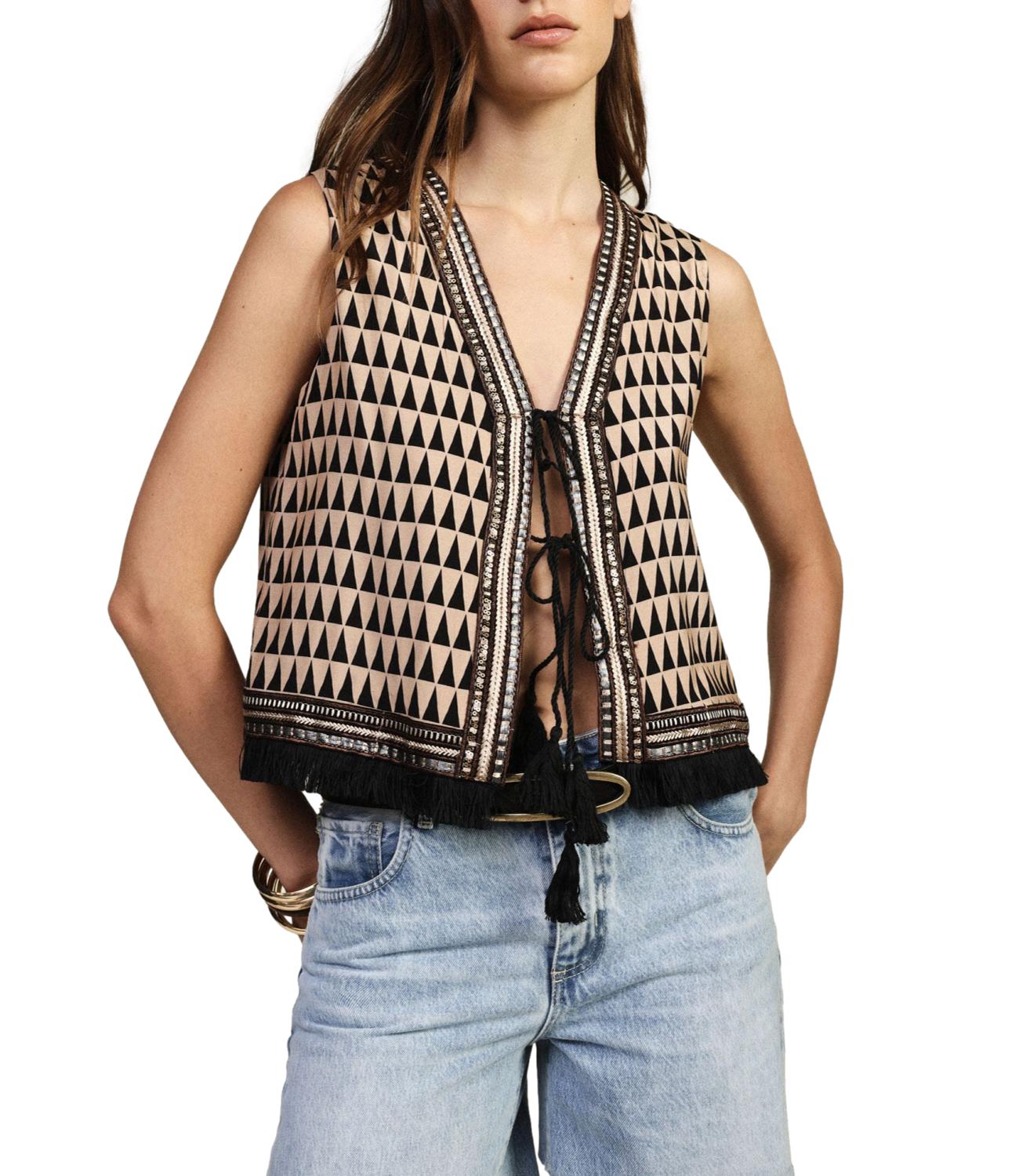 Dixie Gilet Beige/Nero Donna
