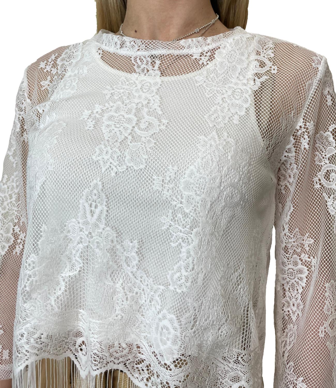 Dixie T-shirt Frange Bianco Donna