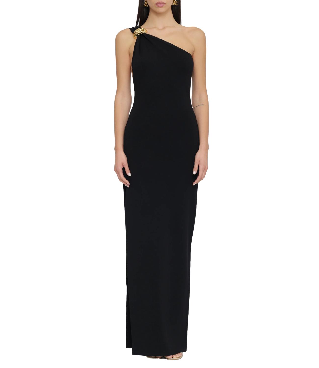 Abito maglia nero in crepe con gioiello